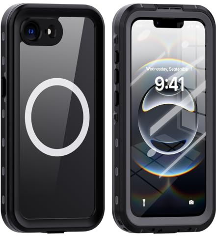 ANTSHARE für iPhone 16e Hülle Wasserdicht für MagSafe - Handyhülle iPhone 16e Magnet Case [IP68 Waterproof] - 360 Grad Panzerhülle Outdoor Stoßfest Schutzhülle Cover mit Displayschutz, Schwarz 6,1