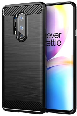 Max Power Digital Coque pour OnePlus 8 Pro Étui de Protection Antichoc Silicone Noir Résistant à l'absorption des Chocs Design Fibre de Carbone Housse Élégant Fine [Recharge sans Fil]