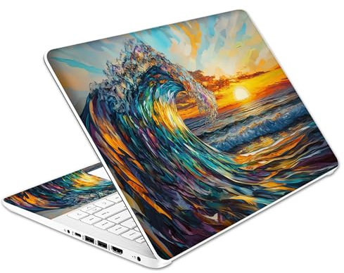 Laptop Skin Decal HP 14 - Great Wave, Laptop Cover Sticker, No Cutting Required, No Bubble, Waterproof, Scratch Resistant - Including Wide Screen and Wrist Pad