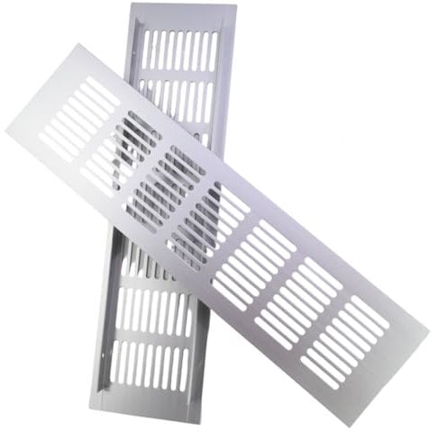 Ventilation Gitter, 30 x 8 CM Lüftungsgitter Edelstahl, Rechteckig mit Luftlöchern und Schrauben, Abluftgitter Belüftungsgitter, Korrosionsschutz Einbaugitter für Schrankküche Badezimmertür usw
