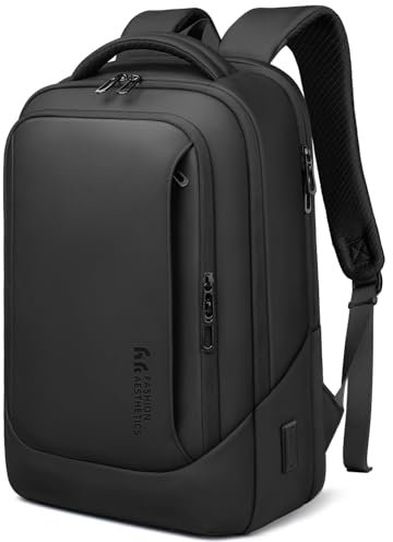 Laptop Business Rucksack Herren mit 17 Zoll laptopfach mit USB-Ladeanschluss Diebstahlsicher Handgepäck Tagesrucksack Wasserabweisende Multifunktion Laptoptasche für Arbeit Schule Reisen-Schwarz
