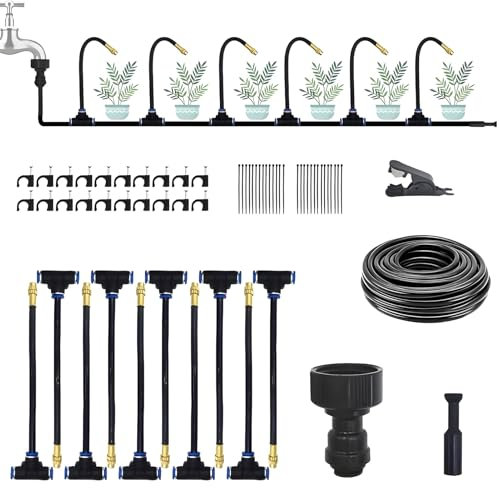 Morlinca Kit Irrigazione a Goccia,Impianto Irrigazione Giardino,Kit Irrigazione Orto,Watering System Garden,Irrigatore Automatico per Vasi/Paesaggio/Giardino/Piante,10m