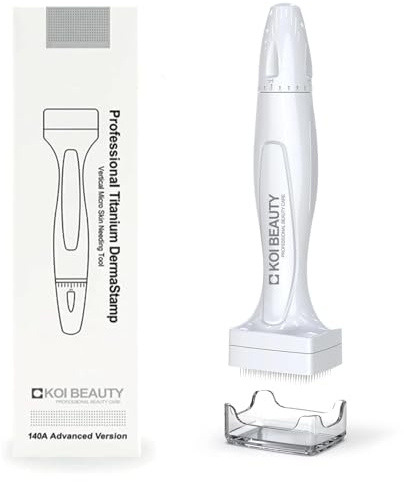 KOI BEAUTY Microneedling Derma Stamp - 140 ECHTE NADELN Titan, Dermastamp/Dermapen für Haare, Bart, Gesicht, Körper, Beste Derma-Roller Alternative