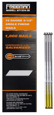 Freeman af1534–25 2–1/2 Zoll von 15 Gauge Winkel Finish Nail, 1000 pro Karton
