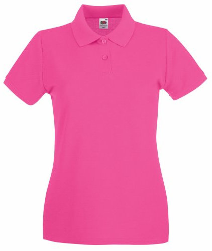 Fruit of the Loom- Polo de Manga Corta Premium Entallado para Mujer (Pequeña (S)/Fucsia)