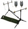Rod Pod Rutenhalter inkl. 2 x Bissanzeiger für 3 Ruten und Tasche inklusive Hängebissanzeiger