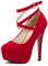 OCHENTA Femme Escarpins Bride Cheville Sexy Talon Aiguille 14CM Plateforme Epais Chaussures Club Soiree 01 Rouge 40 (250 mm)