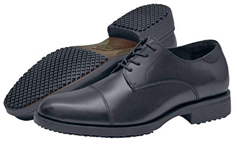 Zapato Negro de cordones 1201-09-39/6/7 SENATOR de Shoes for Crews, para hombre, de cuero elegante, antideslizante, número 39, Negro