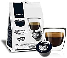 Gimoka Puro Aroma Espresso Vellutato, Café 100% Arabica, Capsules de café compatibles avec Nescafé Dolce Gusto, Noir, 16 Capsules