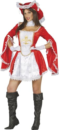FIESTAS GUIRCA | Musketierin Kostüm für Damen - Kleid, Hut und Kragen - Banditen- und Musketier Kostüme für Halloween, Karneval und Kostümpartys - Erwachsene