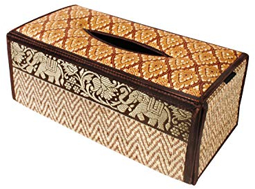 CCcollections Handgefertigte Reed Taschentuchboxabdeckung - Rechteckige Taschentuchbox Fügt Einen Raffinierten Akzent Zu Ihrer Wohnkultur Hinzu - Ideal Für Wohnzimmer Oder Büros (B braun)