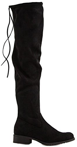 Toocool - Scarpe Donna Stivali Stivaletti Elastici Tacco Basso Eco camoscio Nuovi YY6510 [38,Nero]