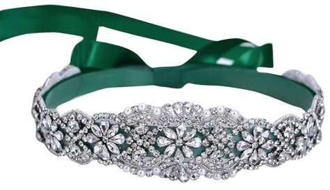azaleas Cinturón de boda fino de cristal para mujer, cinturón de novia para boda, dama de honor, accesorios de vestido de niña de flores, 16 pulgadas