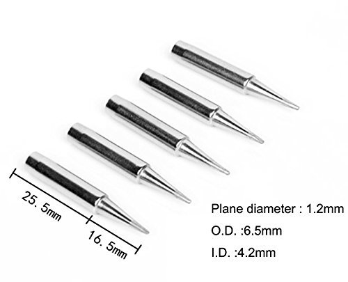 Hippotech 5PCS Replacement Soldering Solder Iron Tips for Weller Tip Series Hakko Radio Shack TENMA ATTEN Quick AOYUE (1.2mm)
