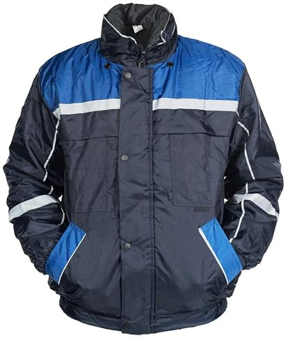 Mazalat chaqueta de trabajo de invierno para hombre con capucha, forrada, cortavientos e impermeable con tiras reflectantes, chaqueta térmica para hombre