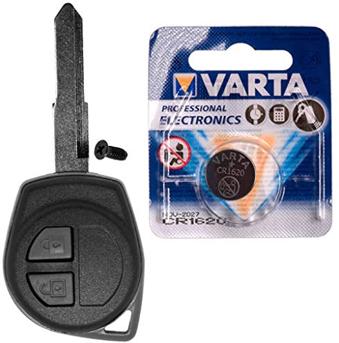 Autoschlüssel Funk Fernbedienung Austausch Gehäuse mit 2 Tasten + HU133R Rohling + Batterie kompatibel mit Opel Agila Suzuki SX4 Alto Swift Splash