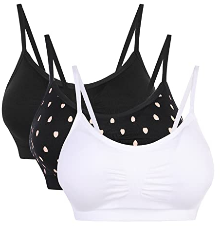 Vertvie Womens Strech Duenn Ohne Buegel Push up Yoga Sports BH Bra Top Set Fuer Fitnesstraining Polsterung 3St(Größe XL/Etiketten 2XL, Weiß+schwarz+schwarz)