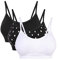Vertvie Womens Strech Duenn Ohne Buegel Push up Yoga Sports BH Bra Top Set Fuer Fitnesstraining Polsterung 3St(Größe XL/Etiketten 2XL, Weiß+schwarz+schwarz)