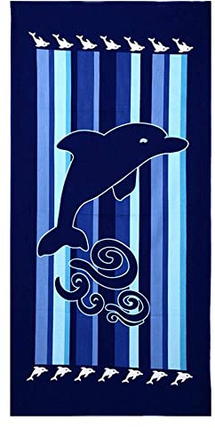 Große Strandtücher Badetuch Schnell Trocknend Wasseraufnahme Extra Microfiber,Pferde,Delphin, Hawaii-Motiv 100 x180CM,Mehrfarbig (Wasserfall-Delphin)