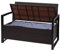 Mendler Poly-Rattan 2er Sitzbank HWC-F39, Gartenbank Truhenbank, Staufach Aufbewahrung Sitzkissen - braun, Kissen grün