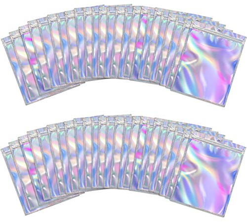 BQTQ 150 Stück Folienbeutel Aluminiumfolie Beutel mit Reißverschluss Zip Beutel Folie für Essenslager Party Süßigkeit Plätzchen Seife, Holographisch, 9x12cm