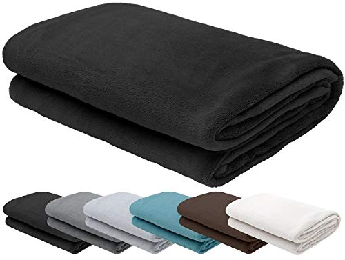 L.E.M.B. Hometrends Kuscheldecke Decke Wohndecke Tagesdecke Sofadecke Fleecedecke Mikrofaser Strokkur 150 x 200 cm schwarz
