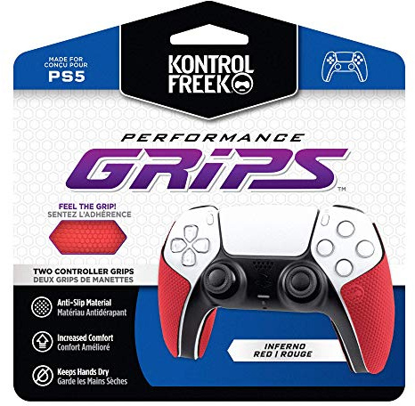 KontrolFreek Performance Grips | Impugnature ad alte prestazioni per controller PlayStation 5 (PS5) | Inferno Rossa