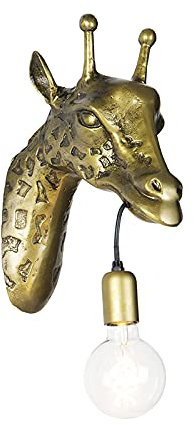 Qazqa - Landhaus I Vintage Vintage Wandlampe Messing - Giraffe I Wohnzimmer I Schlafzimmer - Aluminium Organisch - LED geeignet E27