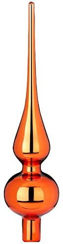 Inge-glas Christbaumspitze 26cm | Weihnachtsbaumspitze aus Glas | Hochwertige Spitze für den Weihnachtsbaum Weihnachten (Orange Glanz | Shiny Chestnut)