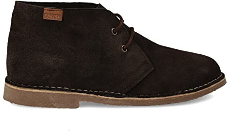 PAYMA - Stivali Stivaletti Safari Deserto in Pelle per Uomo e Donna. Fatto in Spagna. Scarpa Chukka in Crosta di Pelle Sport. Chiusura con Lacci. Suola in Gomma. Colore: Marrone, Taglia: EU 46