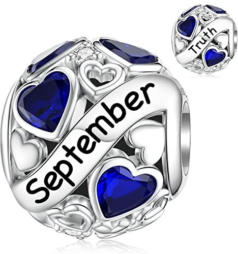 September Charm für Pandora Charms Silver Herz Geburtsstein Blau
