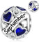September Charm für Pandora Charms Silver Herz Geburtsstein Blau