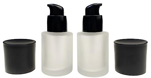 ericotry 2PCS Empty Upscale Frosted Glass Pump Bottle Foundation Lotion Essence Emulsion Cosmetic Dispenser Storage Dispenser with Black Dust Cap Liquid