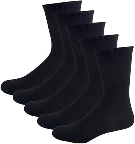 KAV Men’s Pack of 5 Daily Use Comfortable and Breathable Classic Casual Socks For Men - Smart Wicking Durable Sock UK 7-11 (Black Pack of 5)