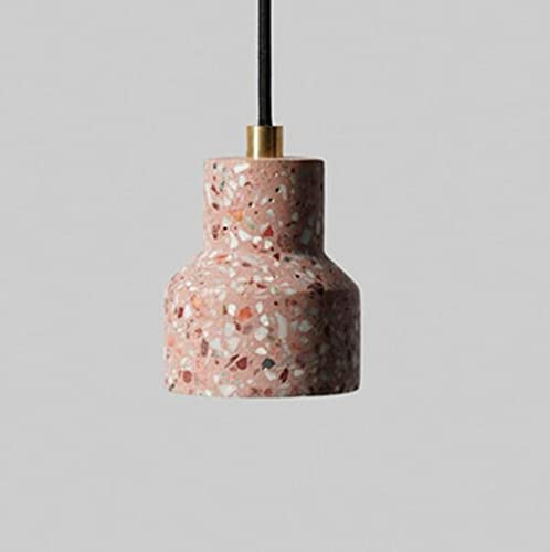 SXYSXYSXY Terrazzo Klein Pendelleuchte Kreativ Moderne Pendellampe Esszimmerlampe Schlafzimmer Nachttisch Hängeleuchte E27*1 Innen Dekoration Hängelampe Wohnzimmer Küche Treppen Ø13*14cm,Rosa