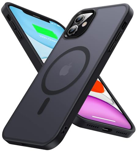 Olialia Custodia magnetica resistente per iPhone 11, [compatibile con MagSafe] [protezione militare contro le cadute] Cover sottile per telefono sottile al tatto e antiurto da 6,1 pollici, nera