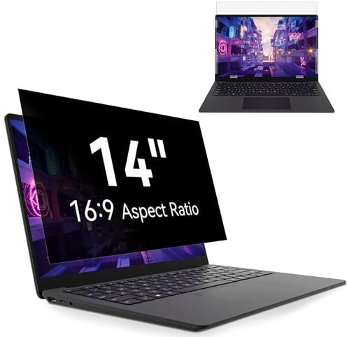 Protescreen Laptop Privacy Screen 14 Inch 16:9 Aspect, Anti Blue Light Glare Filter, Removable Filter for 14'' Laptop, Anti-Scratch Shield