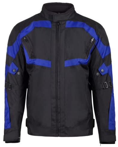 URBAN 5884 Herren Motorradjacke aus Cordura, wasser- und winddicht, Motorradjacke für alle 4 Jahreszeiten mit herausnehmbarem Thermofutter, Schwarz/Blau, S