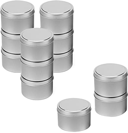 JOIKIT 12 Pack 8oz / 220ml Silver Candle Tin Jars, Metal Candle Tins, Round Empty Candle Containers Making Jars for Arts, Storage