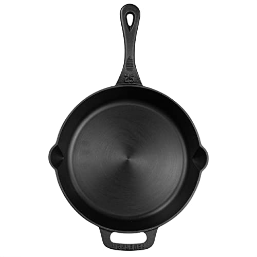 FEUERGOTT - Feuerpfanne Gusseisen 25cm, Pfanne mit Stiel für Brotbacken, Braten, Grillen, Induktion, Outdoor Pfanne für Camping und, BBQ, Dutch Oven Alternative, langlebig und robust