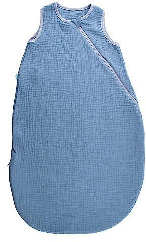 Popolini Baby Sommerschlafsack Musselin einlagig (Graublau, S (70 cm))