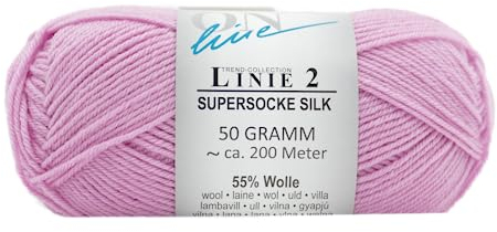 Online Garne Linie 2 Supersocke Silk | pinke Sockenwolle mit Seide und Merinowolle | Sockengarn 4fädig (4fach, 4ply) | 55% Wolle, 25% Polyamid, 20% Seide | Strumpfwolle 50g 200m (30 orchidee)