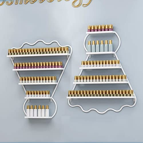ANSNOW Nail Polish Organizer,Wall Mounted Nail Polish Rack,Nail Polish Holder Stand,Rectangle Nail Polish Storage Organizer,Salon Nail Polish Shelf Organizer/White/2 Sets