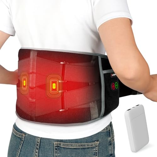 Comfytemp Cordless Heating Pad with Massager for Back, Portable Lower Back Massager FSA Eligible HSA Rechargeable Wireless Electric, Mothers Day Gifts for Women Mom Men Dad Seniors 3 Heat 30mins Off
