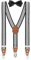BomGuard Herren Hosenträger PU-BR 2,5 cm + Fliege,schwarz gestreift