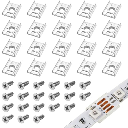 Aroidful 100PCS Clip de Fixation Ruban LED 10mm, pour Bande Lumineuse LED Strip 10mm (Avec vis)