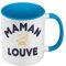Mug de Couleur Qualité Premium Bleu - Maman Louve Famille Mignon Animal - Tasse avec anse et intérieur de couleur