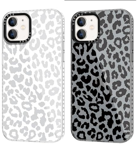 Yoedge 2 Stück Handyhülle für iPhone 12/iPhone 12 Pro Hülle 6,1, Leopard Muster Frauen Mädchen Aesthetic Handyhülle,Transparent Dünn Weich Silikon TPU Fit Stoßfest Kratzfest Schutzhülle für iPhone 12