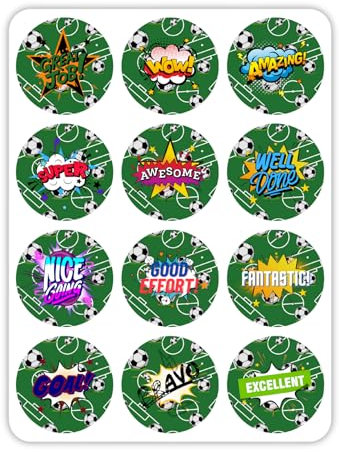 HNTR® Football Reward Stickers | 204 Large 3.5cm Round Stickers | Motivational Football Stickers for Teachers, Students & Coaches | Fun & Encouraging Achievement Stickers for Kids