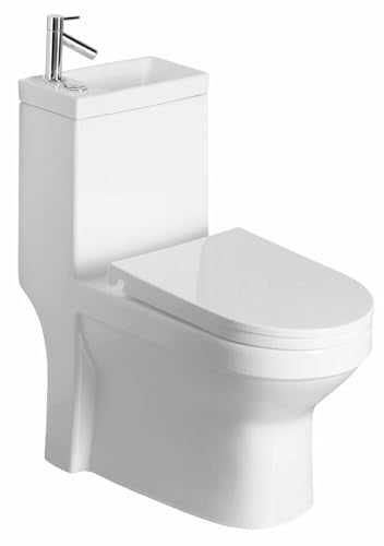 HYGIE - Inodoro combinado con lavabo, salida vertical y horizontal, color blanco